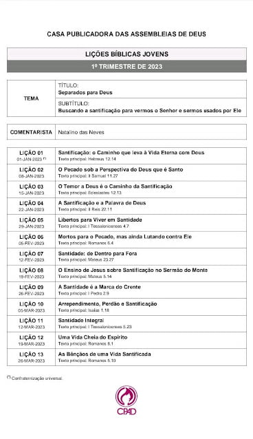 Revista Jovem PDF 2023 EBD Hoje - Escola Dominical Todas Revistas EBD - 1 Trimestre 2023 em PDF Escola Bíblica Dominical, Revista - 1 Trimestre 2023 em PDF