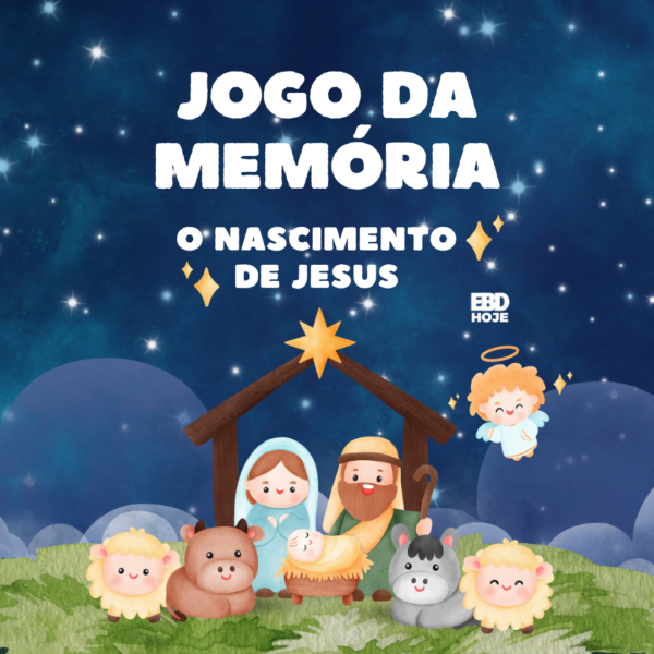 CAPA NASCIMENTO 🎄 Você quer fazer o Natal ainda mais especial para as crianças? 🌟 Descubra o nosso "Jogo da Memória: O Nascimento de Jesus" – uma emocionante aventura para aprender sobre o verdadeiro significado do Natal! ❤️