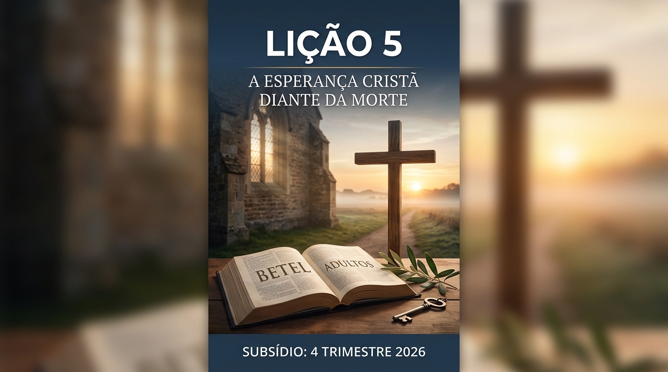 licao 5 betel adultos 4 trimestre 2026 esperanca crista diante da morte EBD Hoje - Escola Dominical Subsídio Betel adultos Lição 5 - A Esperança Cristã Diante da Morte: A Promessa da Vida Eterna Capa e subsídio da Lição 5 Betel Adultos 4 Trimestre 2026 com o tema A esperança cristã diante da morte. Subsídio Betel adultos Lição 5 - A Esperança Cristã Diante da Morte